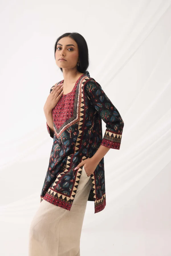 rozana kurti black teal