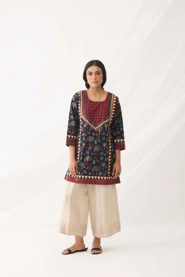 rozana kurti black teal