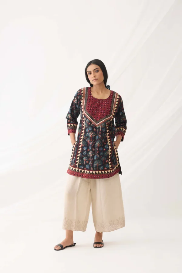 rozana kurti black teal