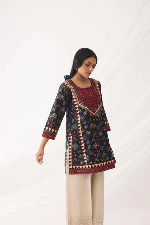 rozana kurti black teal