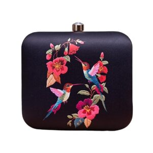 floral printed box clutch bag for women with detachable strap chain elegant evening purse weddings & occasions gift for woman