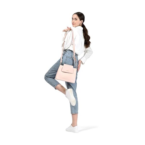 chic compact satchel with textured flap | faux leather women's handbags | satchel for casual carry