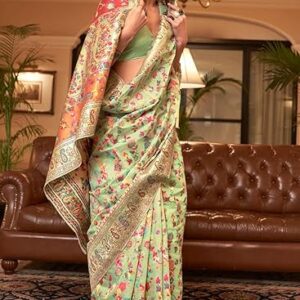 women's kanjivaram lichi silk saree with blouse piece 6.3metres