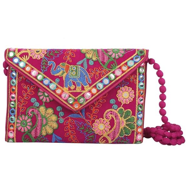 clutch bags for women jaipuri rajasthani handmade embroidery mirror work stylish sling bags for women cross body bags for ladies and girls 22x16 cm