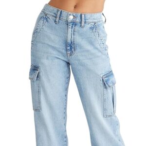 aeropostale women's high rise wide leg cargo jeans