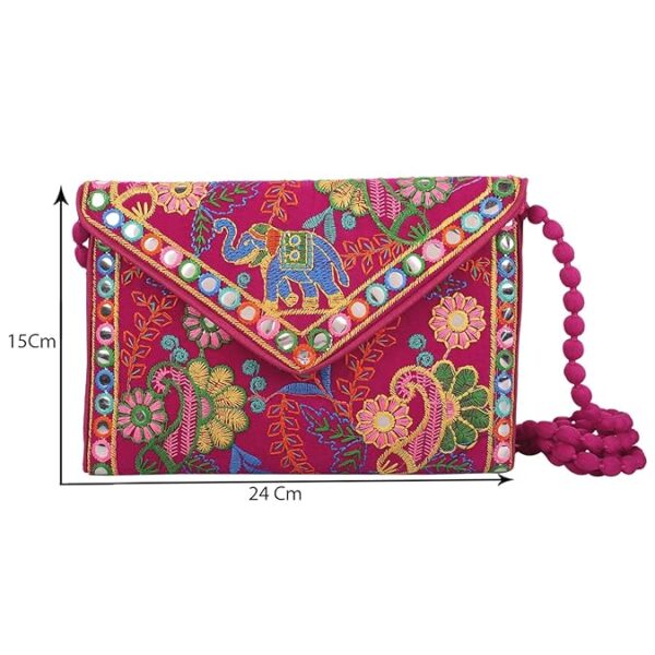 clutch bags for women jaipuri rajasthani handmade embroidery mirror work stylish sling bags for women cross body bags for ladies and girls 22x16 cm