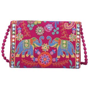 clutch bags for women jaipuri rajasthani handmade embroidery mirror work stylish sling bags for women cross body bags for ladies and girls 22x16 cm