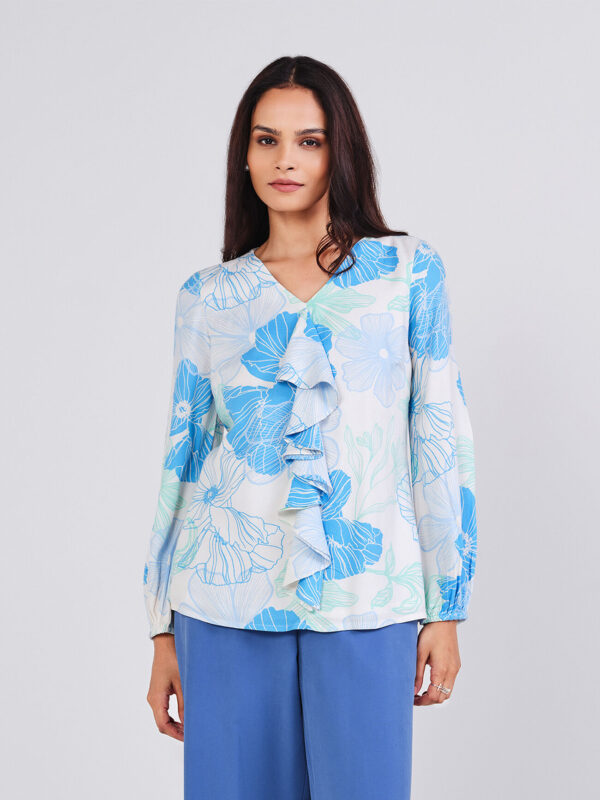 water flower ruffle top