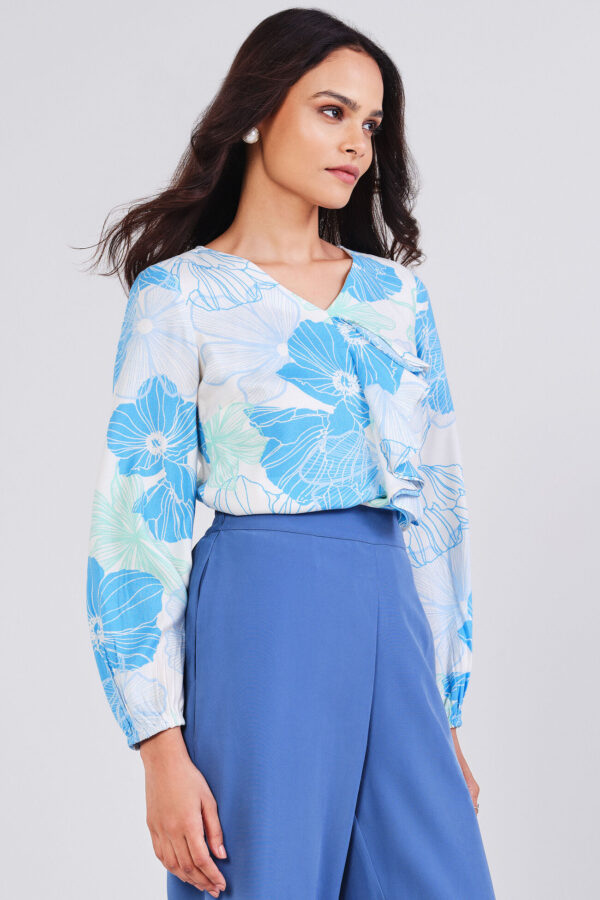 water flower ruffle top