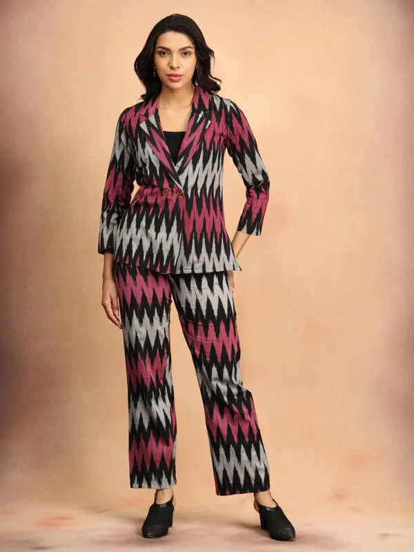 ikat eclipse women's handloom blazer and pant set