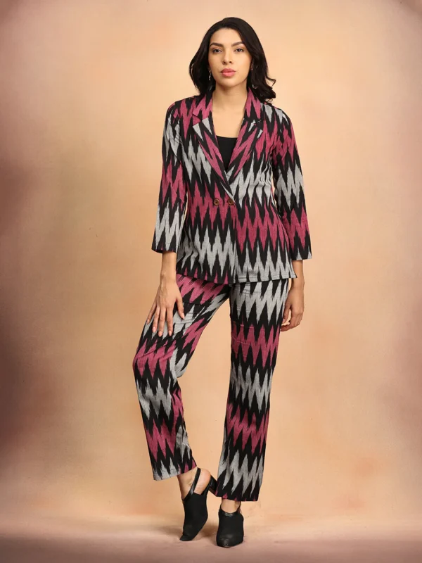 ikat eclipse women's handloom blazer and pant set