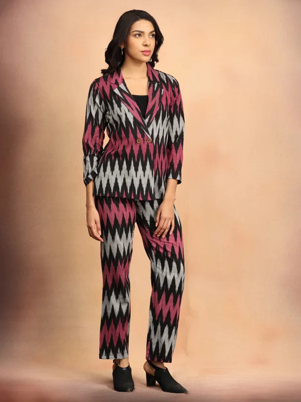ikat eclipse women's handloom blazer and pant set