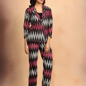 ikat eclipse women's handloom blazer and pant set