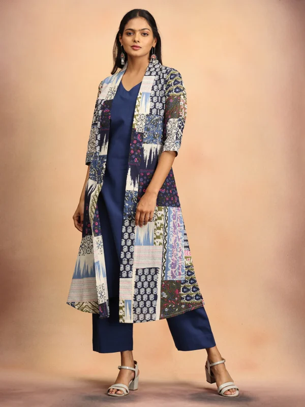 sharp in blue women's co ord set with jacket