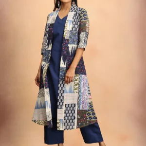 sharp in blue women's co ord set with jacket