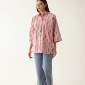 lia ikkat shirt light pink