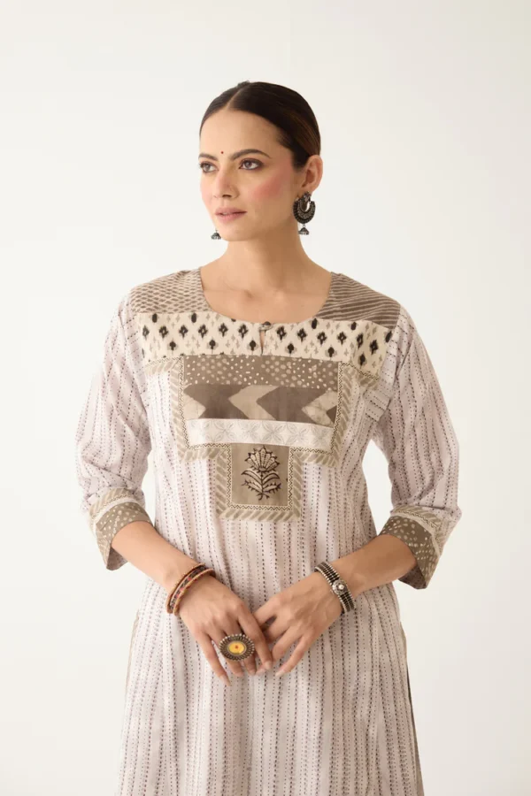 Rozana Kurta Light Grey/ Brown (Set of 3) - Image 2