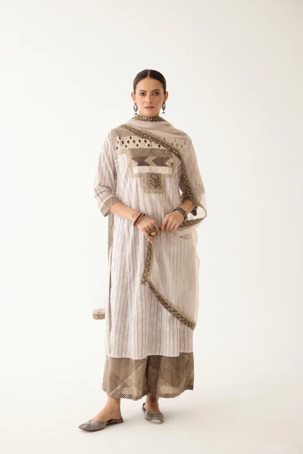 Rozana Kurta Light Grey/ Brown (Set of 3)