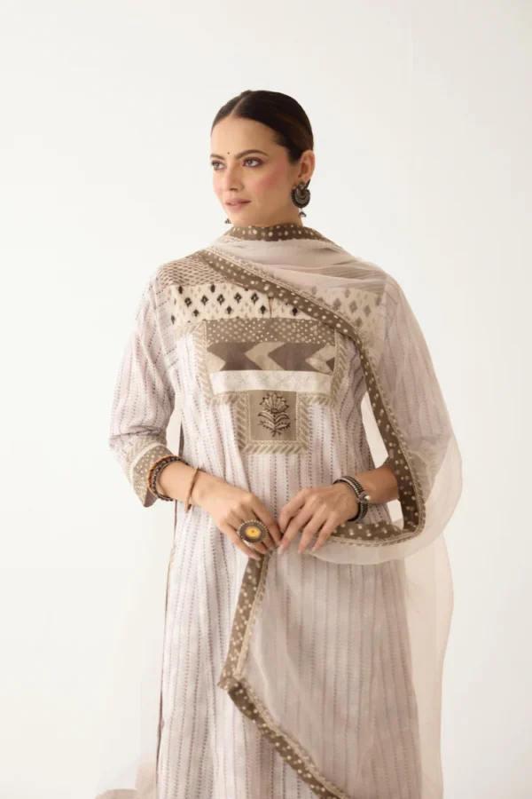 Rozana Kurta Light Grey/ Brown (Set of 3) - Image 4