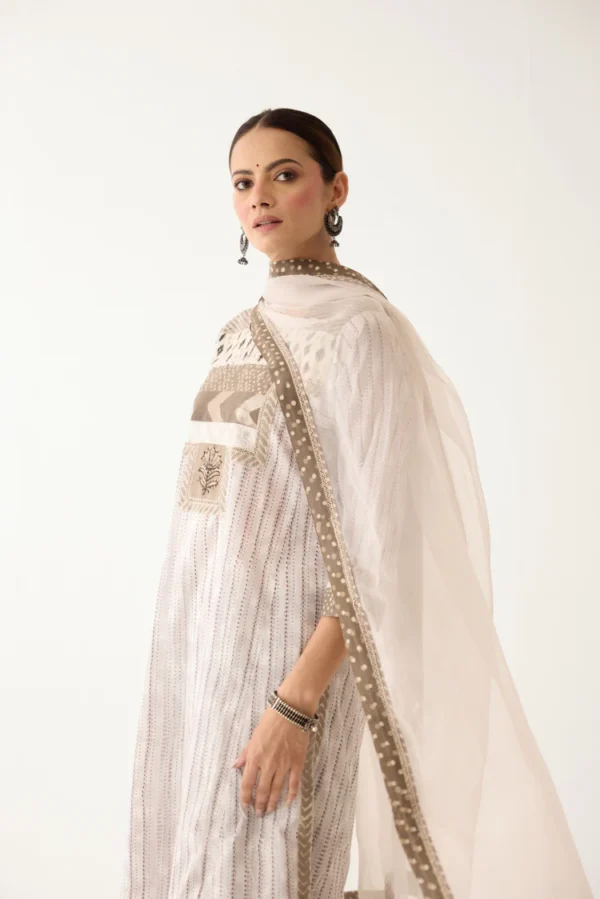 Rozana Kurta Light Grey/ Brown (Set of 3) - Image 6