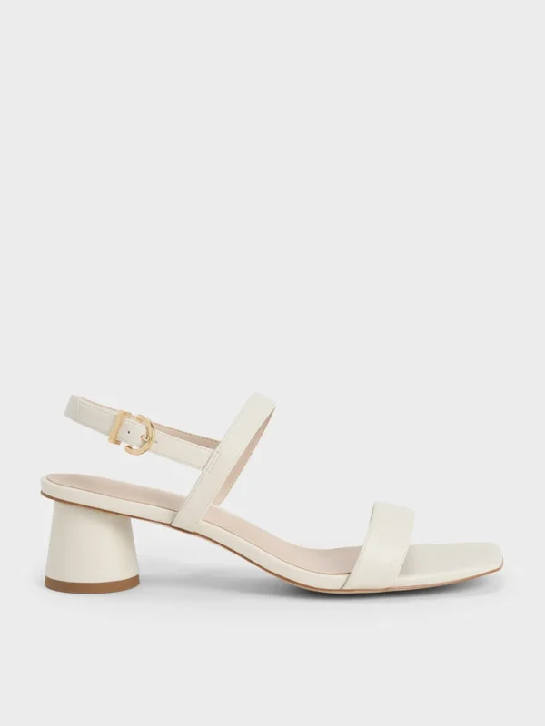 cylindrical heel back strap sandals chalk