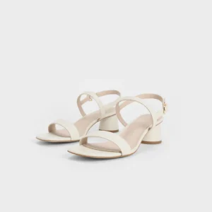 cylindrical heel back strap sandals chalk