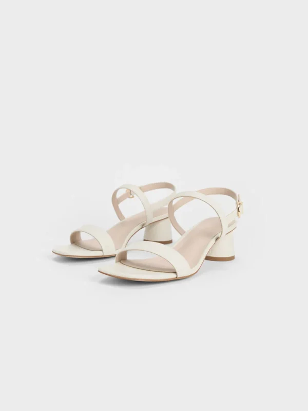 cylindrical heel back strap sandals chalk