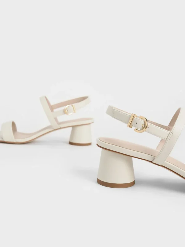 cylindrical heel back strap sandals chalk