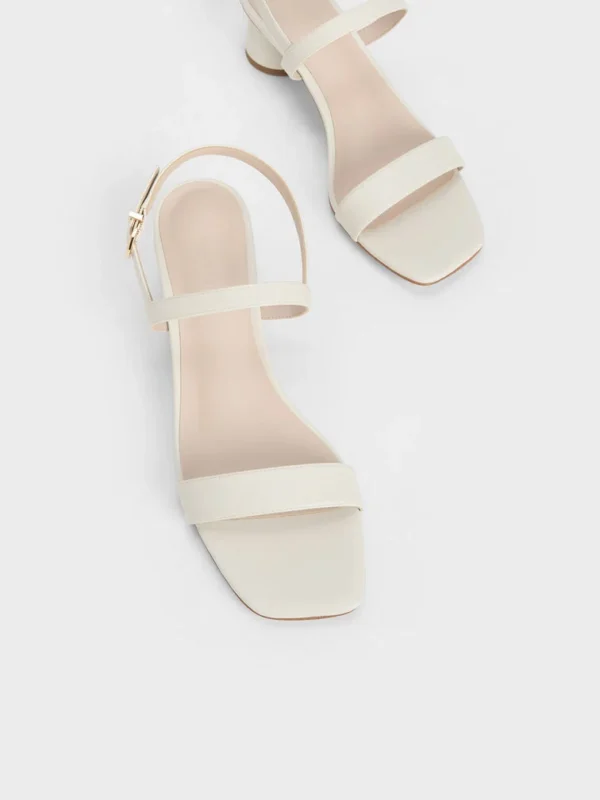 cylindrical heel back strap sandals chalk