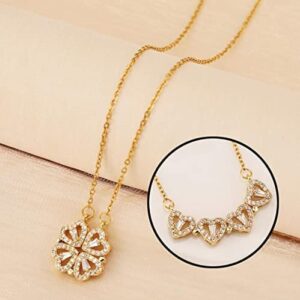 brado jewellery multi wearing heart necklace 4 heart magnetic rose gold necklace pendant heart toggle necklace diamond women/girls accessories