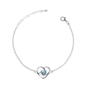 clara 925 sterling silver heart bracelet, rakhi for bhabhi | adjustable, rhodium plated, swiss zirconia | gift for women and girls