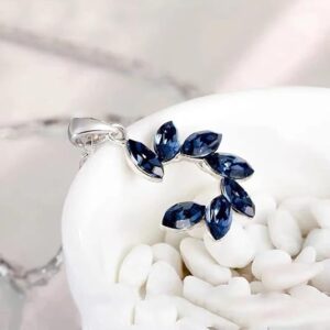 shining diva fashion latest stylish silver plated blue crystal chain pendant necklace gifts for women and girls (14617np)