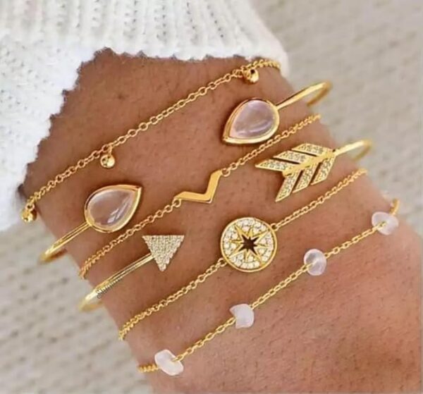shining diva fashion latest stylish multilayer gold plated bangle bracelet for women and girls (rr14669b) set of 6