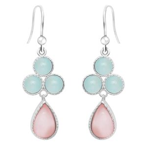 giva 925 silverdual tone chalcedony flower drop earrings | danglers for women & girls | with certificate of authenticity and 925 stamp | 6 month warranty*