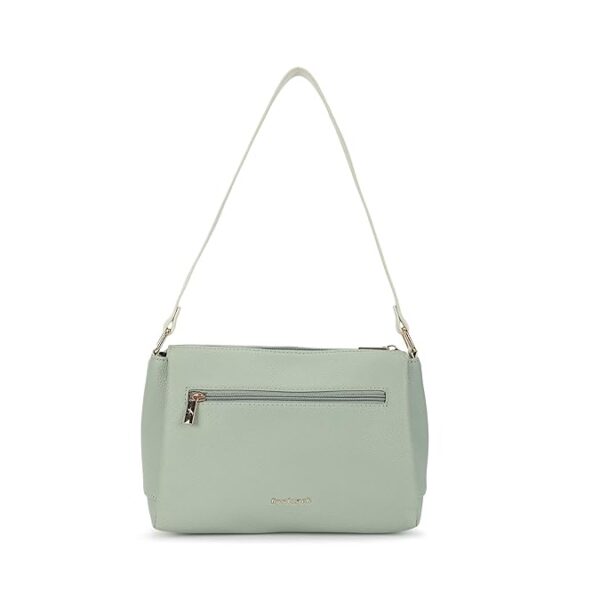 soft serve shoulder bag for women, medium size with top zip closure, buckle detailing and inner organiser pockets, everyday casual shoulder bag