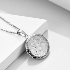 via mazzini no tarnish no rusting never fading circular photo memory locket pendant necklace with chain valentine gift for women and girls (nk0855) 1 pc