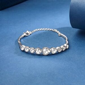 yellow chimes bracelet for women and girls a5 high grade crystal bracelets for women | silver toned valentine special heart bracelet | birthday gift for girls and women anniversary gift for wife