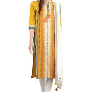 w for woman women's cotton solid straight kurta