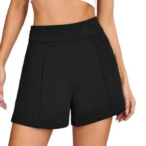 addyvero solid women black high waist shorts