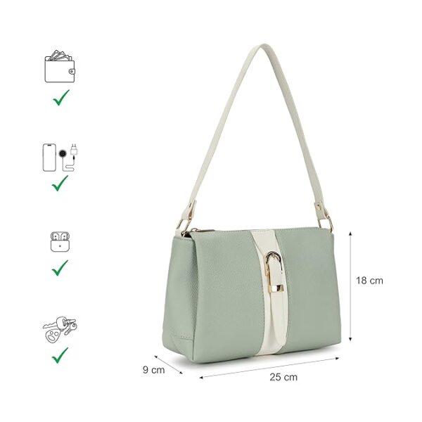 soft serve shoulder bag for women, medium size with top zip closure, buckle detailing and inner organiser pockets, everyday casual shoulder bag