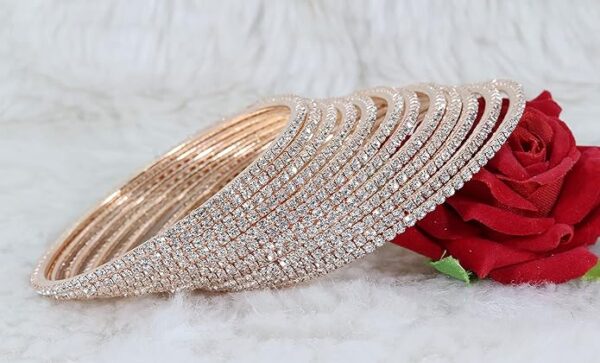 zulka non precious metal with base metal and zircon gemstone studded premium and traditional glossy finished sleek bangle set for women and girls