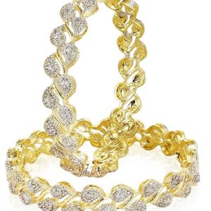 youbella jewellery american diamond gold plated bangles for women and girls 2.6 inch