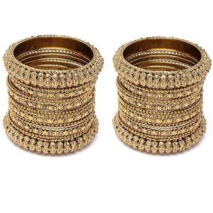 zeneme fashion jewellery traditional gold plated bracelet bangles set for girls and women