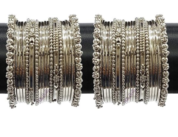 youbella jewellery for women traditional silver plated oxidized bracelet bangle set for women